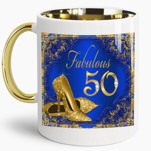 Fabulous 50 Gold and Blue Mug